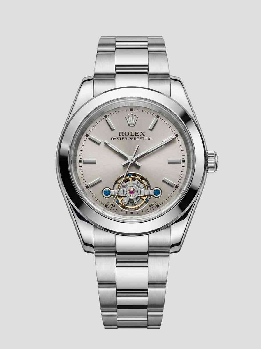 Rolex Oyster Perpetual Labenno Skeleton Edition Silver Dial With Silver Chain
